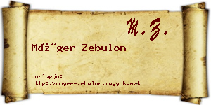 Móger Zebulon névjegykártya